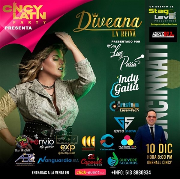 Get Information and buy tickets to Diveana La Reina del Merengue - Indy Gaita - Gato Show - Cincinnati OH Cincy Latin Party 2022 on www.click-event.com