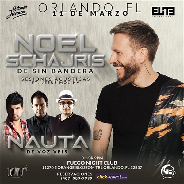 Get Information and buy tickets to Noel Schajris de sin bandera - Nauta de voz veis - Orlando FL Puertas 9 pm on www.click-event.com