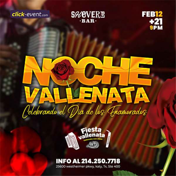 Get Information and buy tickets to Noche Vallenata - Celebrando el día de los enamorados - Katy TX  on www.click-event.com