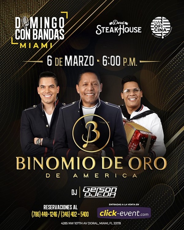 Get Information and buy tickets to Binomio de Oro de América - Miami FL  on www.click-event.com