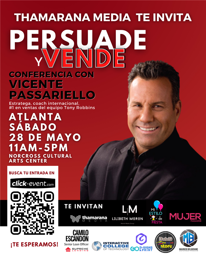 Get Information and buy tickets to Persuade y Vende Atlanta, Vicente Passariello - Atlanta GA Conferencia + Networking on www.click-event.com