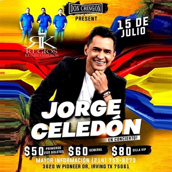 Get Information and buy tickets to Jorge Celedón - Irving, TX  on www.click-event.com