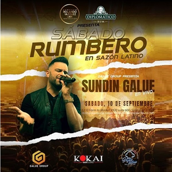 Obtener información y comprar entradas para Sabado Rumbero con Sundin Galue en Intimo- Spring, TX.  en www.click-event.com.