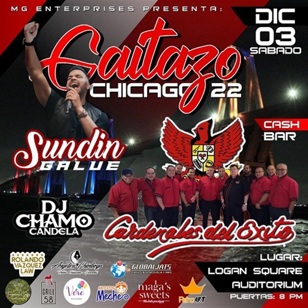 Get Information and buy tickets to Gaitazo Chicago 2022 - Cardenales del Exito y Sundin Galue - Chicago IL Puerta 8 pm on www.click-event.com