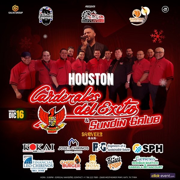 Get Information and buy tickets to Huele Navidad - Cardenales del Exito - Sundin Galue - Katy TX  on www.click-event.com