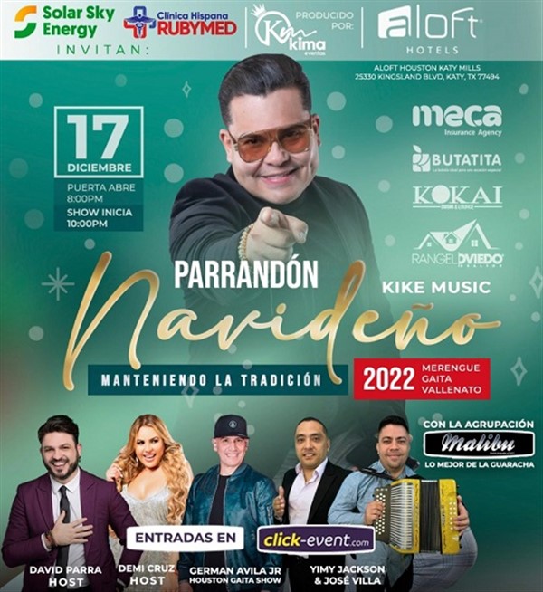Get Information and buy tickets to Parrandon Navideño 2022 - Manteniendo la tradicion - Katy TX Puerta 8:00 pm - Show 10:00 pm on www.click-event.com