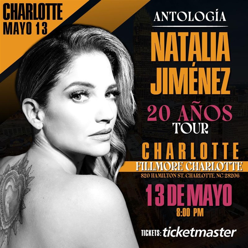 Obtener información y comprar entradas para Natalia Jiménez - Antología: 20 años Tour - Charlotte NC  en www.click-event.com.