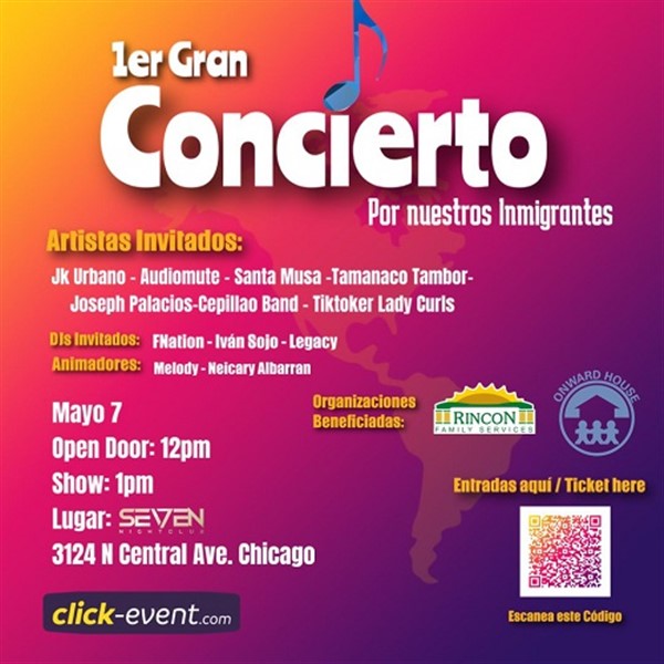 Get Information and buy tickets to 1er Gran Concierto por nuestros inmigrantes - Chicago, IL. Doors 12:00pm on www.click-event.com