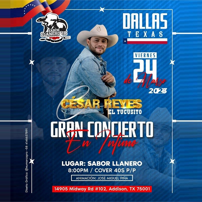Get Information and buy tickets to Cesar Reyes "El Tucusito" - Dallas, TX. Gran Concierto en Intimo on www.click-event.com