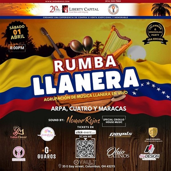 Get Information and buy tickets to Rumba llanera: arpa, cuatro y maracas - Columbus, OH. Show: 10:30pm on www.click-event.com