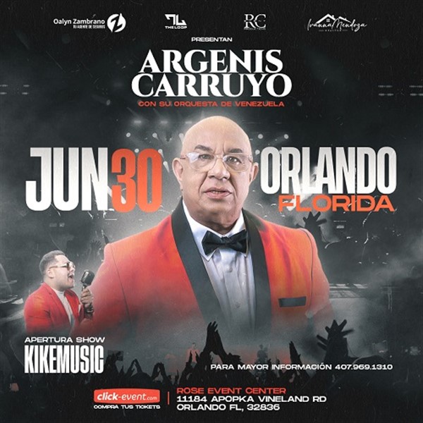 Get Information and buy tickets to Argenis Carruyo y toda su Orquesta - Orlando, FL.  on www.click-event.com