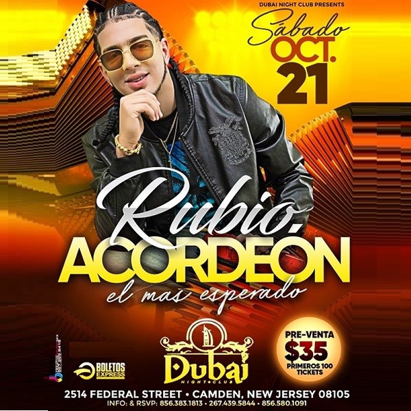 Obtener información y comprar entradas para Rubio Acordeon - Camden, NJ  en www.click-event.com.