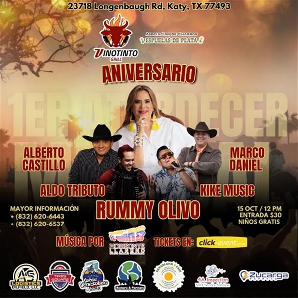 Get Information and buy tickets to 1er Atardecer Musical - Aniversario Vinotintogrill - Katy, TX  on www.click-event.com