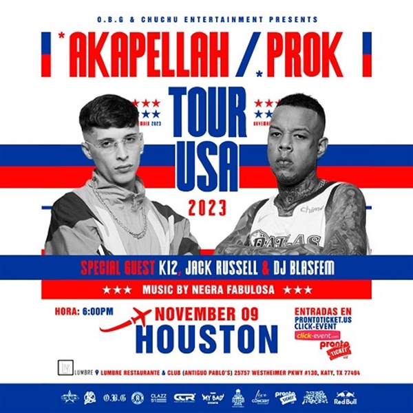 Obtener información y comprar entradas para Akapellah & Prok - USA-Tour 2023 - Houston, TX  en www.click-event.com.
