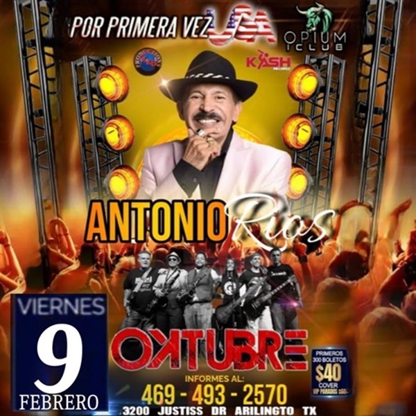 Obtener información y comprar entradas para Antonio Rios - Cumbia Argentina - Dallas, TX  en www.click-event.com.