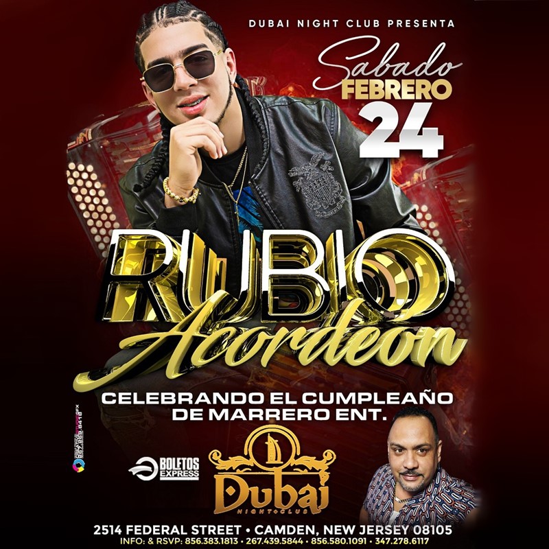 Get Information and buy tickets to Rubio Acordeon - Celebrando el cumpleaño de Marrero Ent - Camden, NJ  on www click-event com