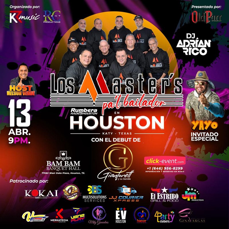 Get Information and buy tickets to Los Masters - Pal Bailador - Houston, TX  on www click-event com