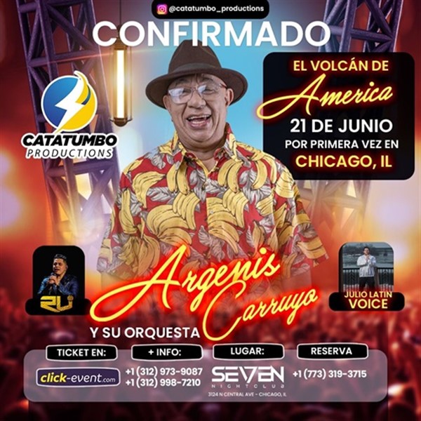 Get Information and buy tickets to Argenis Carruyo y su Orquesta - El volcán de América - Chicago, IL  on www click-event com