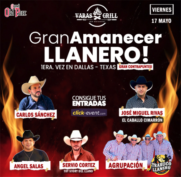 Get Information and buy tickets to Gran Amanecer Llanero - 1era vez en Dallas - Dallas, TX  on www click-event com