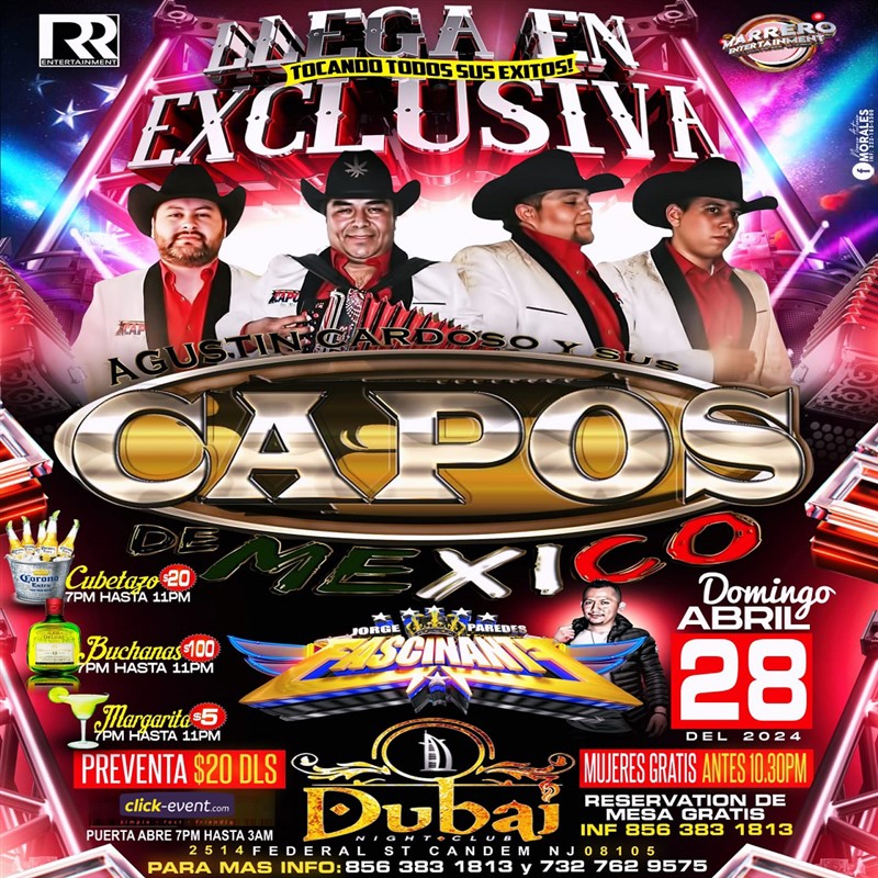 Get Information and buy tickets to Agustin Cardoso y Sus Capos de Mexico - Camden, NJ  on www click-event com