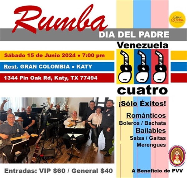 Get Information and buy tickets to Rumba Bailable Dia del Padre - Katy, TX - Venezuela Cuatro - on www click-event com