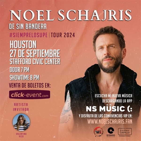 Obtener información y comprar entradas para Noel Schajris - #SiempreLoSupe Tour 2024 - Houston, TX Show: 8:00pm en www click-event com.