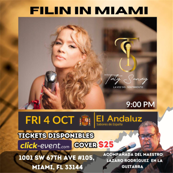 Get Information and buy tickets to Filin in Miami - con Taty Sunay - La voz del sentimiento - Miami, FL  on www click-event com