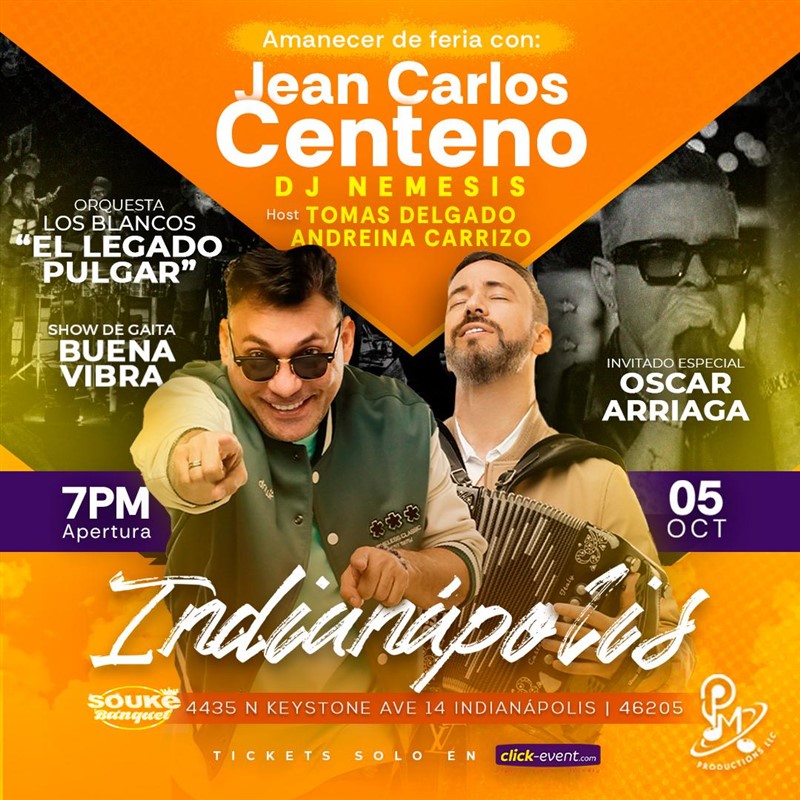 Get Information and buy tickets to Amanecer de Feria - con Jean Carlos Centeno, Oscar Arriaga y Los Blanco - Indianapolis, IN  on www click-event com