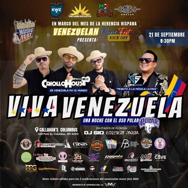 Get Information and buy tickets to Gran Noche Polar con Criollo House y El Gato Show - Venezuelan Music Fest, Kick Off - Columbus, OH.  on www click-event com