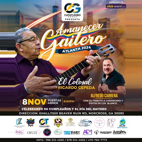 Get Information and buy tickets to Amanecer gaitero Atlanta 2024 - con Ricardo Cepeda - Atlanta, GA  on www click-event com