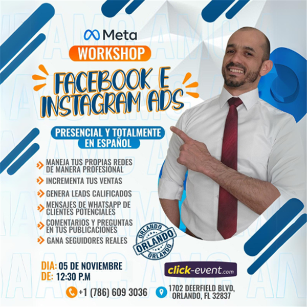 Obtener información y comprar entradas para Workshop - Facebook e Instagram Ads - Orlando, Fl  en www click-event com.