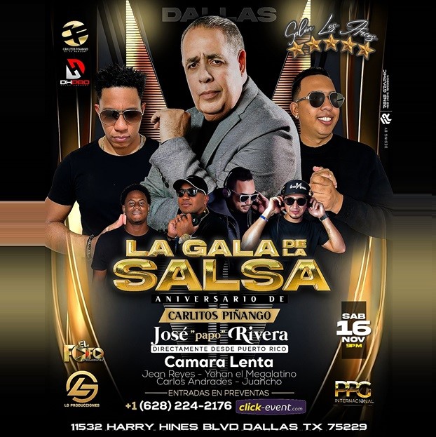 Obtener información y comprar entradas para La Gala de la Salsa - Aniversario de Carlitos Piñango el de Maracay - Dallas, TX  en www click-event com.