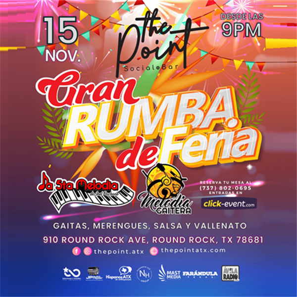 Obtener información y comprar entradas para Gran Rumba de Feria - 5ta Melodia y Melodia Gaitera - Austin, TX  en www click-event com.