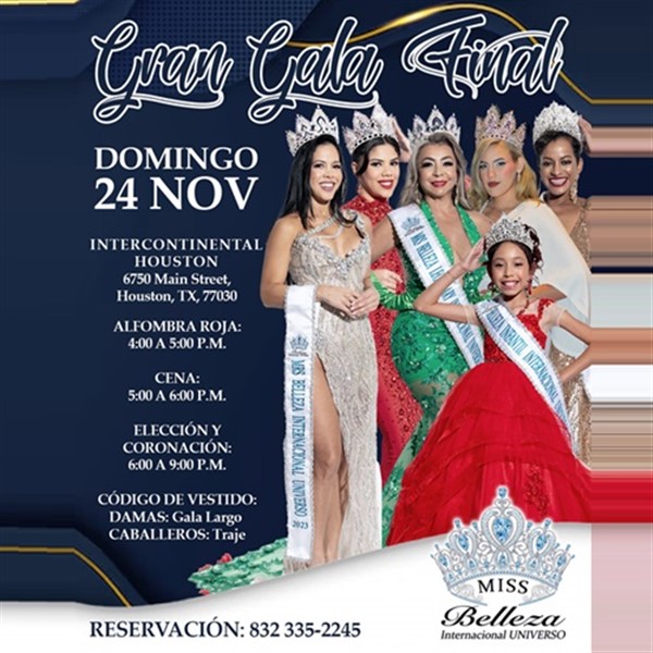 Get Information and buy tickets to Gran Gala Final - Mis belleza Mexico USA y Miss Belleza Internacional Universo - Houston, TX  on www click-event com