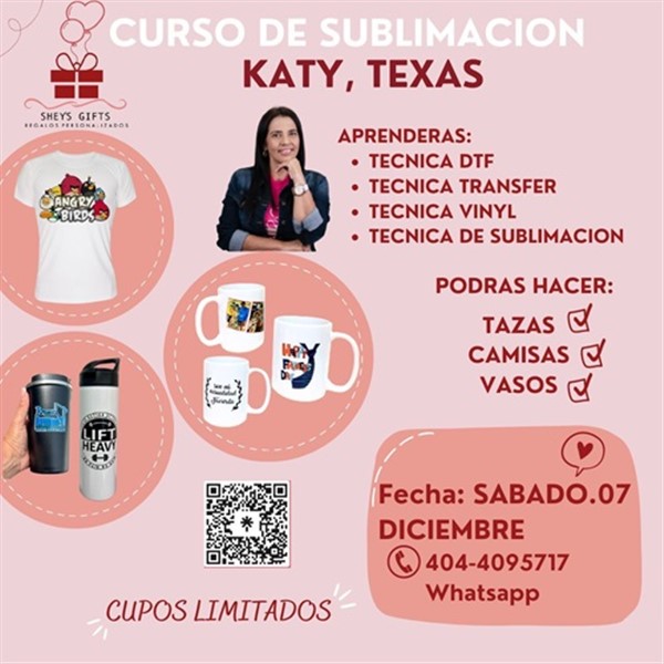 Get Information and buy tickets to Workshop - Tecnicas de Sublimacion, Personalizacion, Vinyl y DTF - Katy, TX  on www click-event com