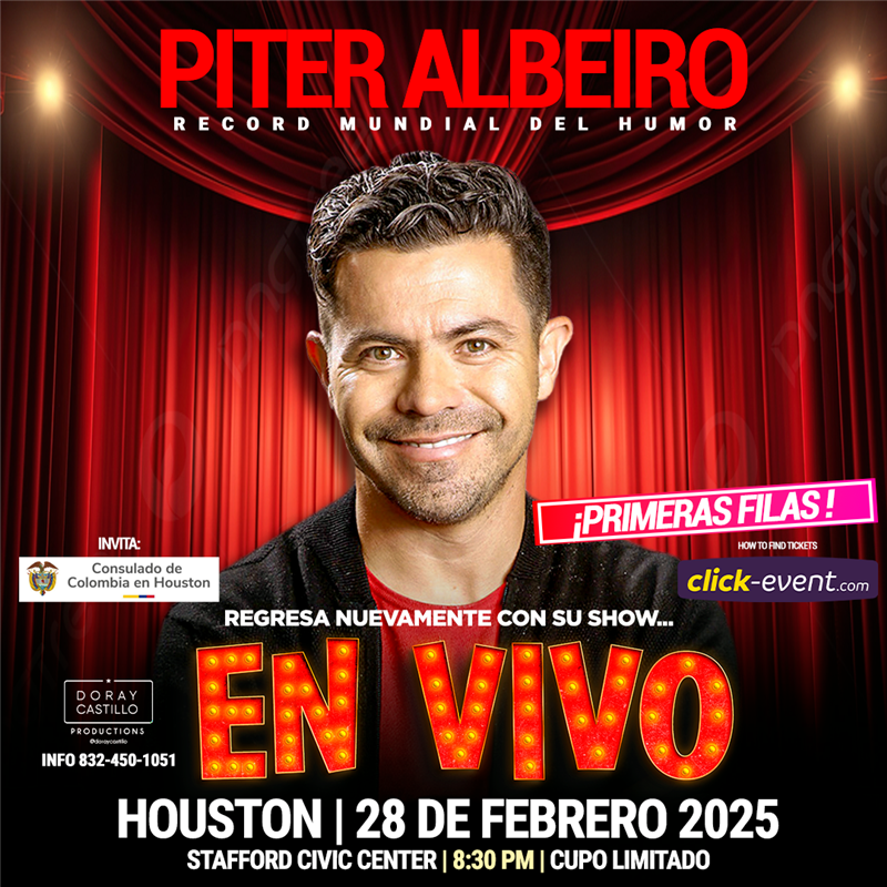 Get Information and buy tickets to Piter Albeiro - Record Mundial del Humor - Show En Vivo - Houston, TX  on www click-event com