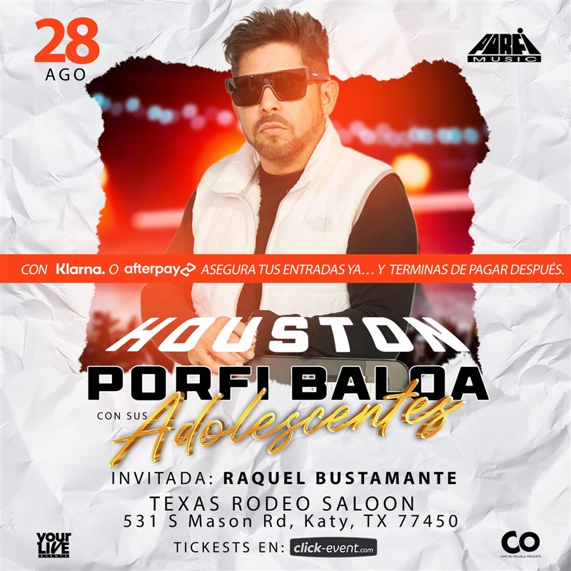 Get Information and buy tickets to Porfi Baloa y sus Adolescentes - en concierto - Houston, TX Puerta: 8:00pm on ClickEvent