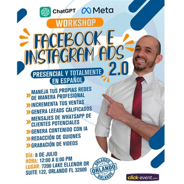 Get Information and buy tickets to Workshop - Facebook e Instagram Ads - Orlando, FL  on www click-event com