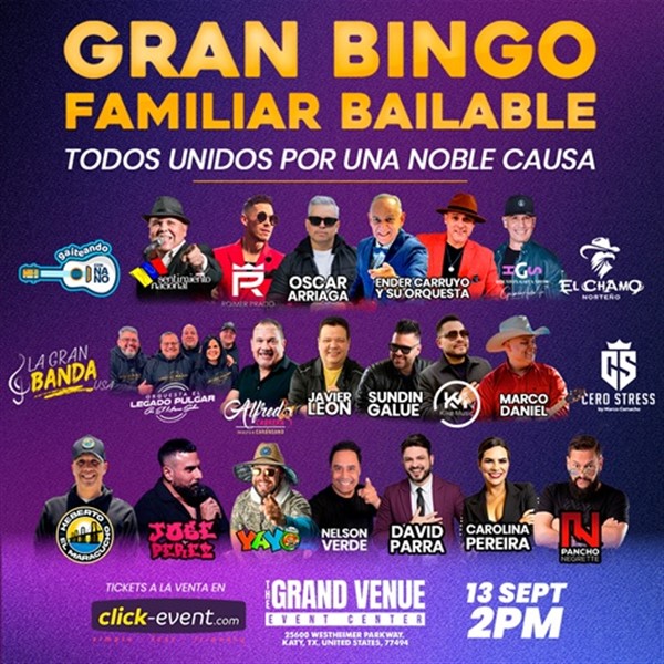 Get Information and buy tickets to Gran Bingo Familiar Bailable - Todos unidos por una noble causa - Houston, TX  on ClickEvent