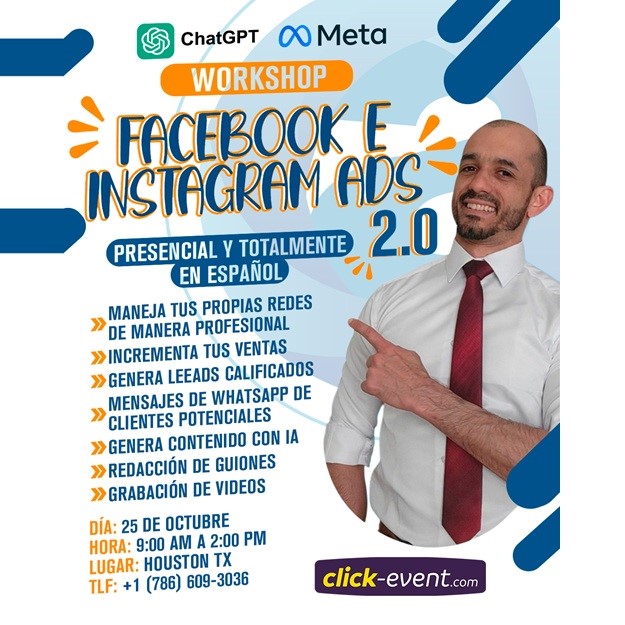 Get Information and buy tickets to Workshop - Facebook e Instagram Ads - Houston, TX  on ClickEvent