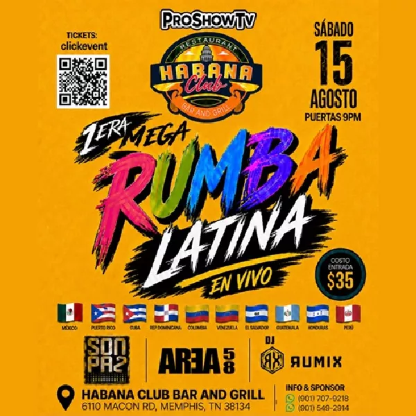 Get Information and buy tickets to 1era Mega Rumba Latina - en vivo - Memphis, TN  on ClickEvent