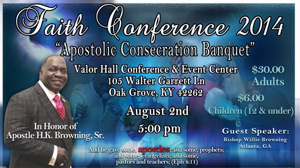 Get Information and buy tickets to Apostolic Consecration Banquet  on www.ticketor.com/faithconference
