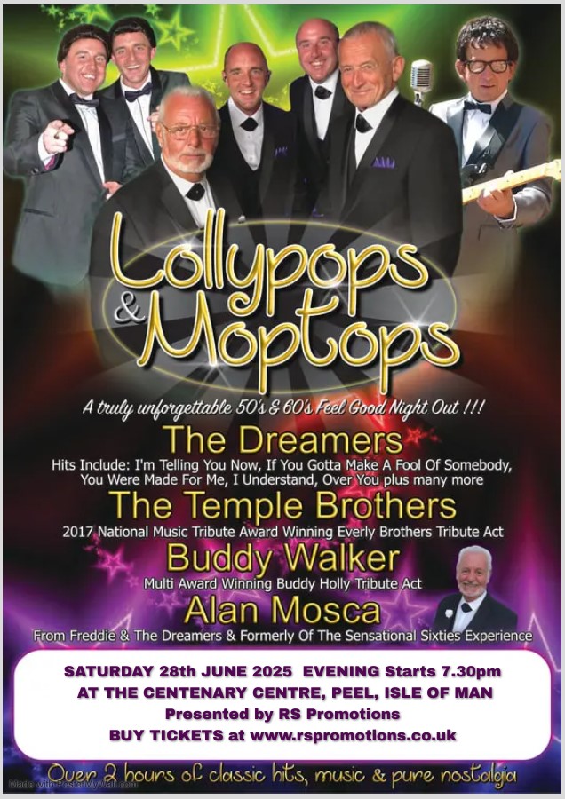 Lollypops & Moptops Fab 50’s & Swinging 60’s Music Show EVENING SHOW on Jun 28, 19:30@Peel Centenary Centre - Buy tickets and Get information on RS PROMOTIONS 
