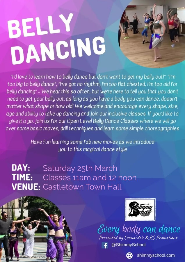 Get Information and buy tickets to Belly Dancing Class In Castletown Group Session Sat 25th March (11am Class) on RS PROMOTIONS