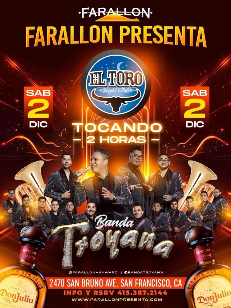 Farallon Presenta Troyana en El Toro  on Dec 02, 21:00@Farallon San Francisco - Buy tickets and Get information on farallonpresenta farallonpresenta