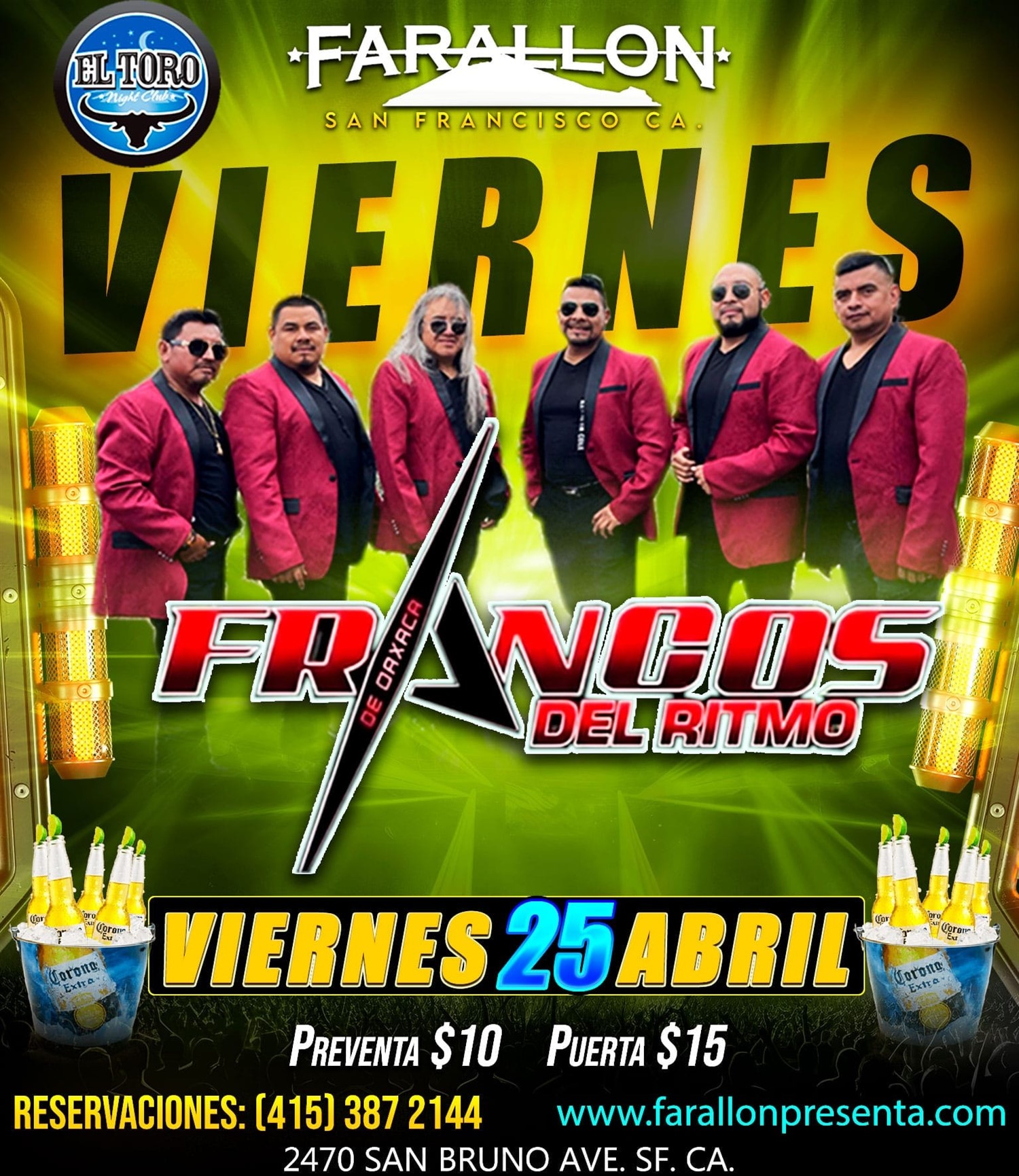 Get information & buy tickets to Francos del Ritmo! Preventa $10! on Apr 25, 21:00 @FARALLON SAN FRANCISCO(ANTES EL TORO) | farallonpresenta