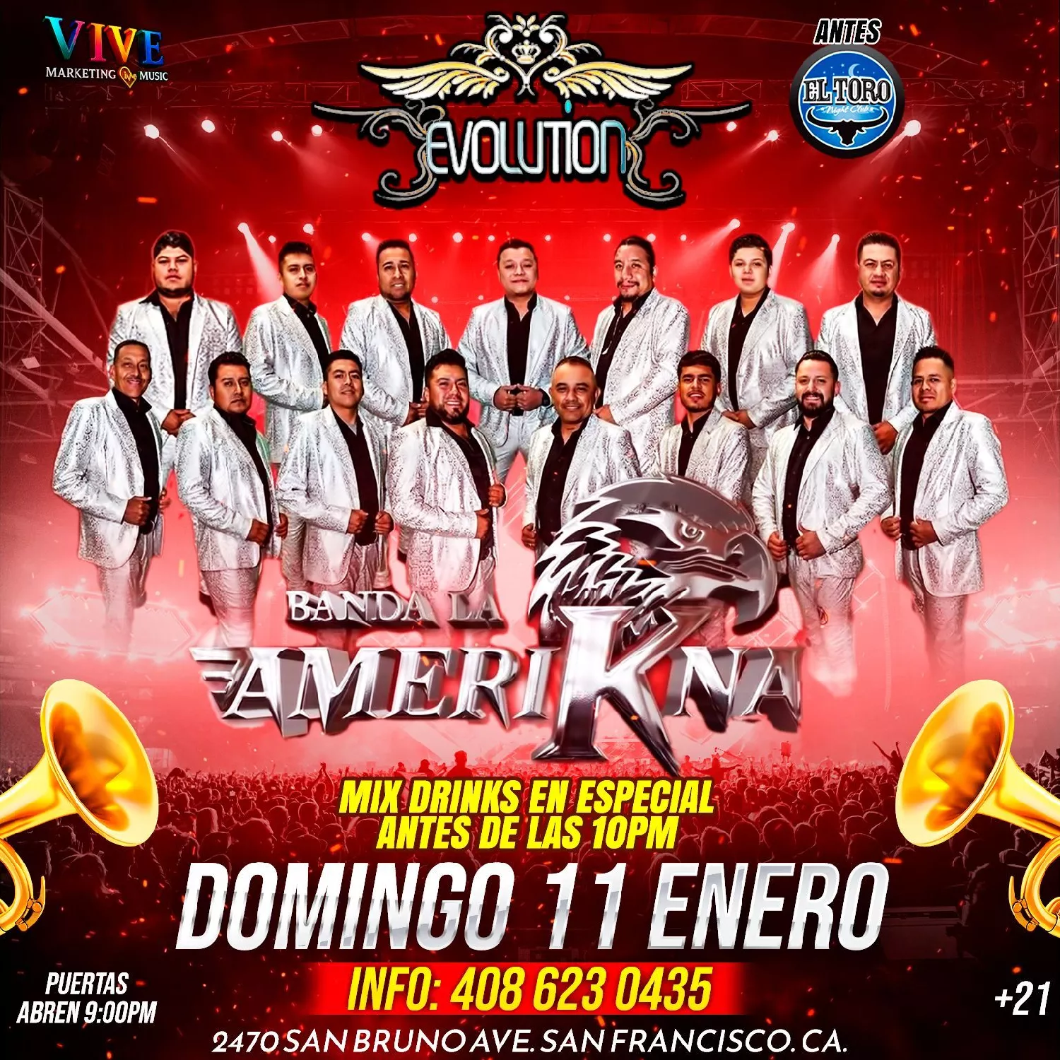 Obtenga información y compre entradas para Banda La Amerikna! *Preventa! on ene. 11, 21:00 @EVOLUTION NIGHT CLUB SF | farallonpresenta | farallonpresenta