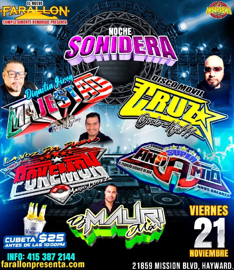 Get Information and buy tickets to NOCHE SONIDERA EN HAYWARD!  on farallonpresenta