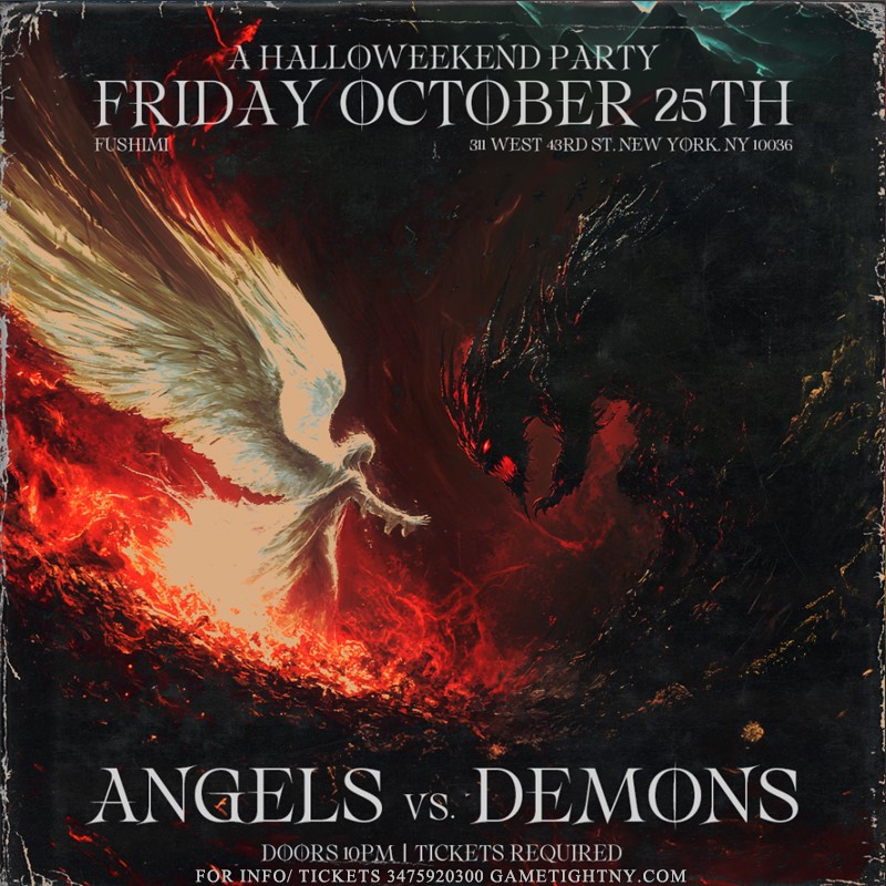 Get information & buy tickets to Fushimi Times Square Angels & Demons Halloween Party 2024  on Oct 25, 22:00 @Fushimi Times Square | GametightNY