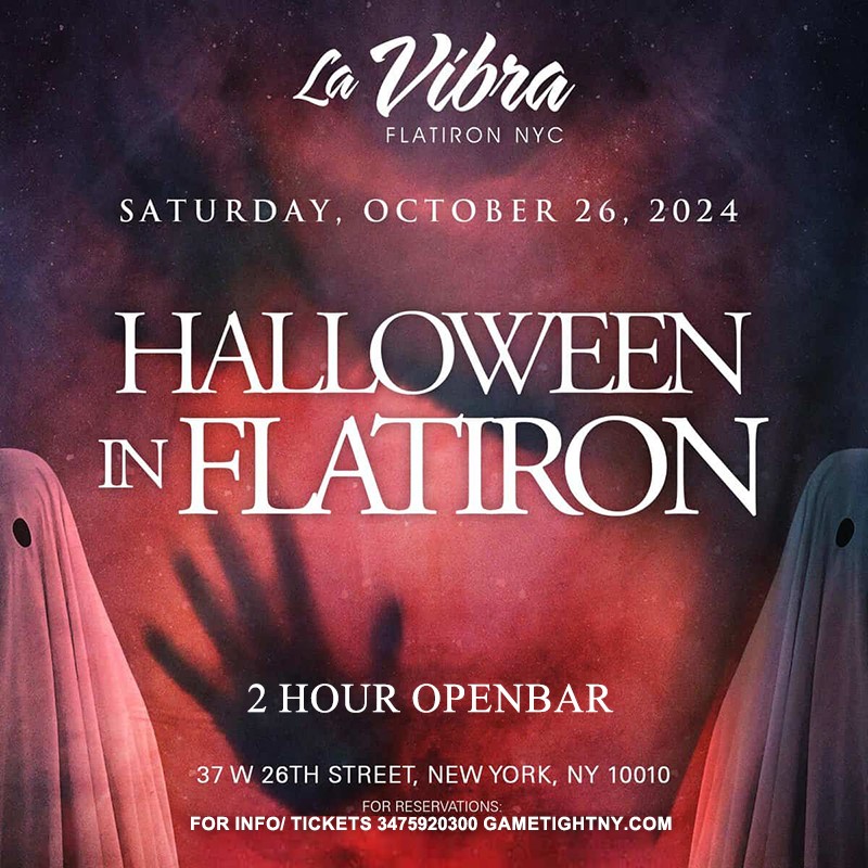 Obtenez des informations et achetez des billets pourLa Vibra Halloween in Flatiron Openbar Costume Party 2024  on oct. 26, 20:00 @La Vibra NYC | GametightNY